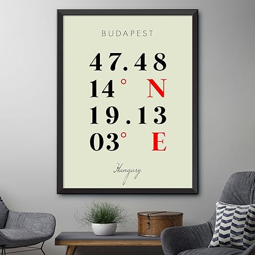 Miniatura 4 de Mapa de Budapest, Hungría, Coordenadas Multilíneas de colores (12x16)