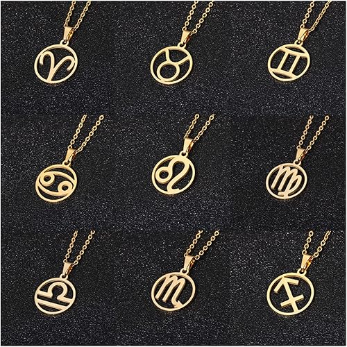 Miniatura 2 de Collar de acero inoxidable con forma de estrella del zodiaco con dije de 12 constelaciones collar de cadena dorada para mujer regalo de joyería para