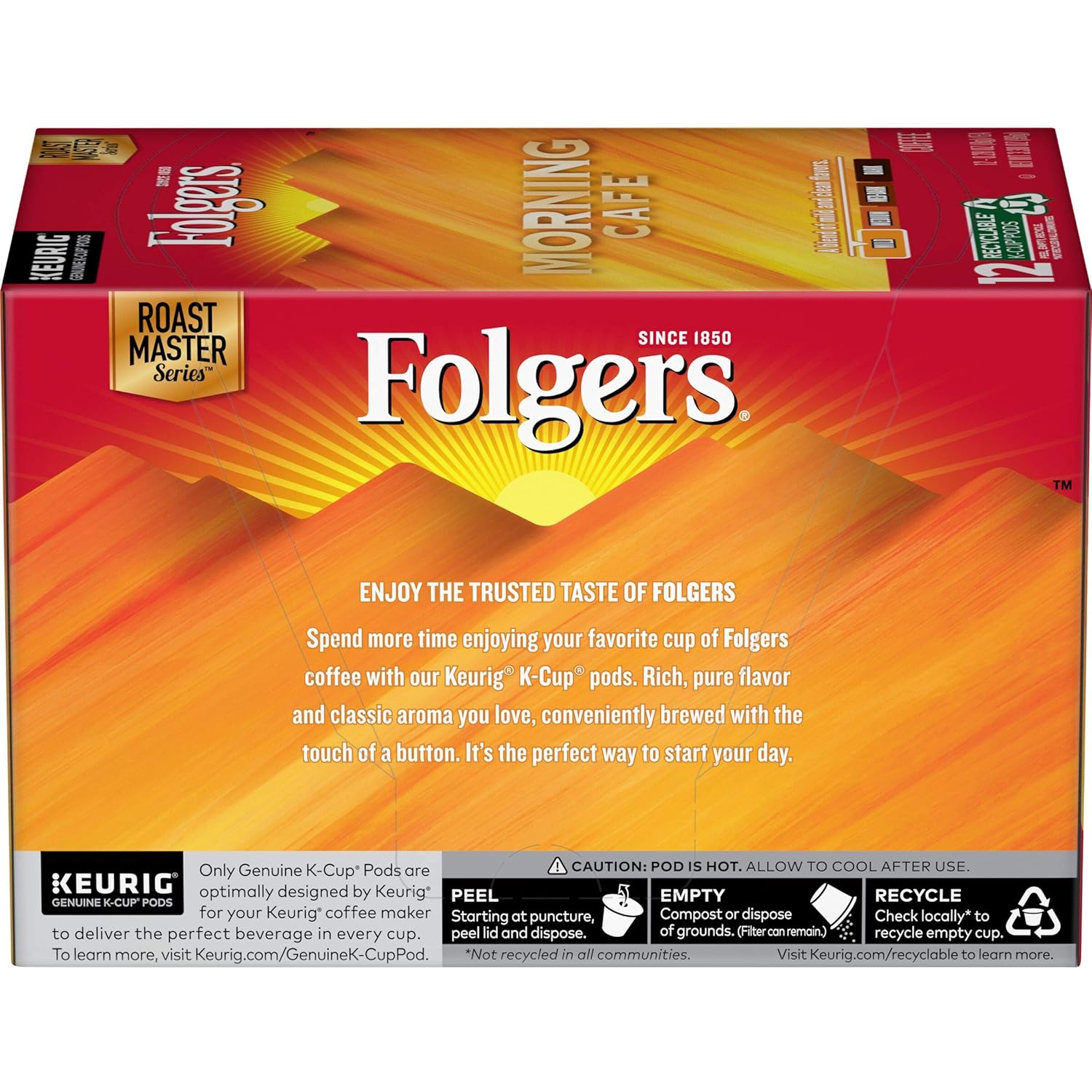 Folgers Morning Café Mild Roast Coffee, 72 Keurig K-Cup Pods