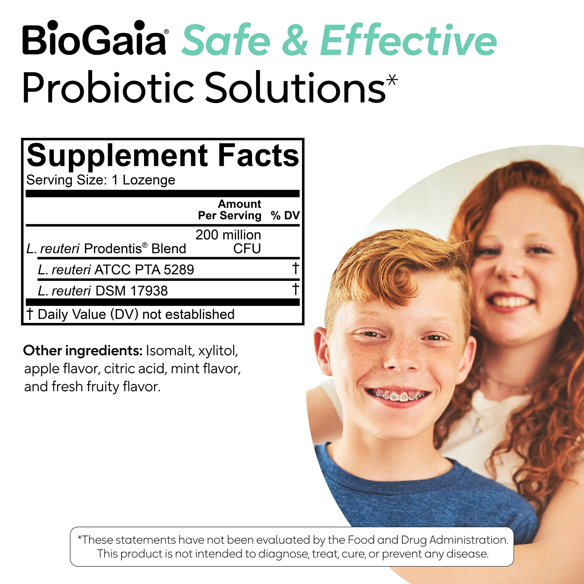 BioGaia Prodentis Kids Probiótico para la salud bucal I Sabor a manzana I Dientes y encías saludables I Plus Aliento fresco I Defendo contra problemas dentales | Cuidado bucal para niños | Probiótico