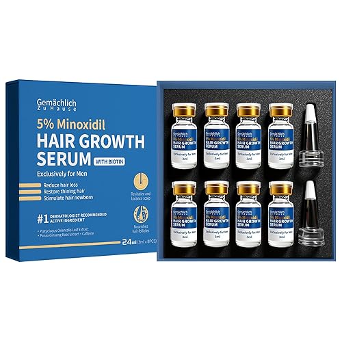 5% de minoxidil para el crecimiento del cabello con biotina, suero tópico extra fuerte con solución de minoxidil con romero y cafeína para
