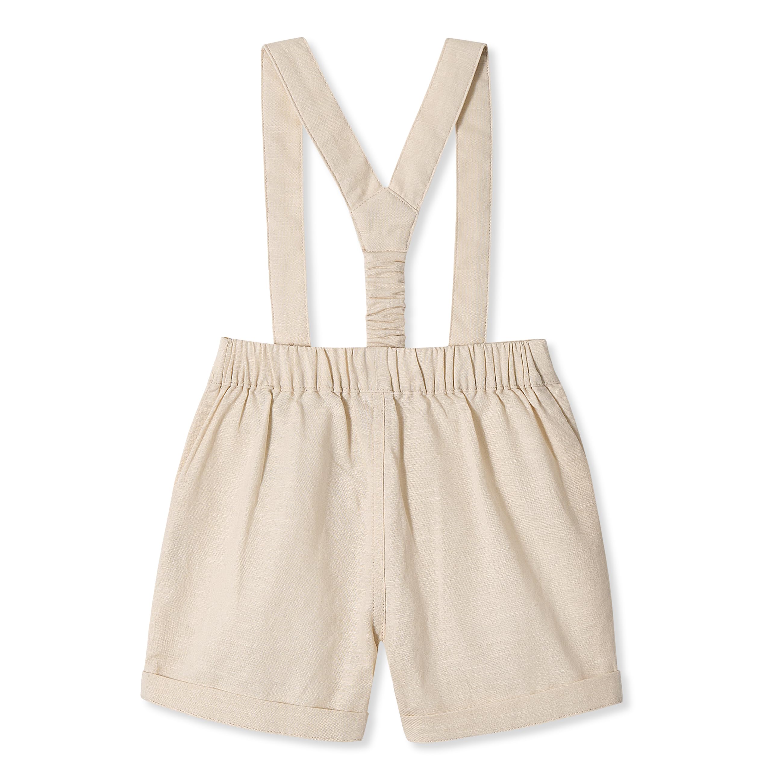 Volunboy Short à Bretelles pour Bébé Garçon, Short D'été Lin avec Bretelles et Nœud Papillon, 3 Pièces