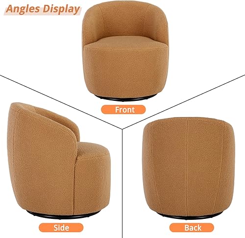 Miniatura 43 de KIVENJAJA Teddy Sherpa - Silla giratoria tapizada con brazo redondo moderno, giratorio de 360 grados, sillón individual pequeño para guardería, sala