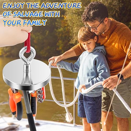 Vista 26 de Grtard Imán de pesca de neodimio, imán fuerte de 500 libras, imanes de pesca magnéticos resistentes para removedor, imanes redondos súper potentes