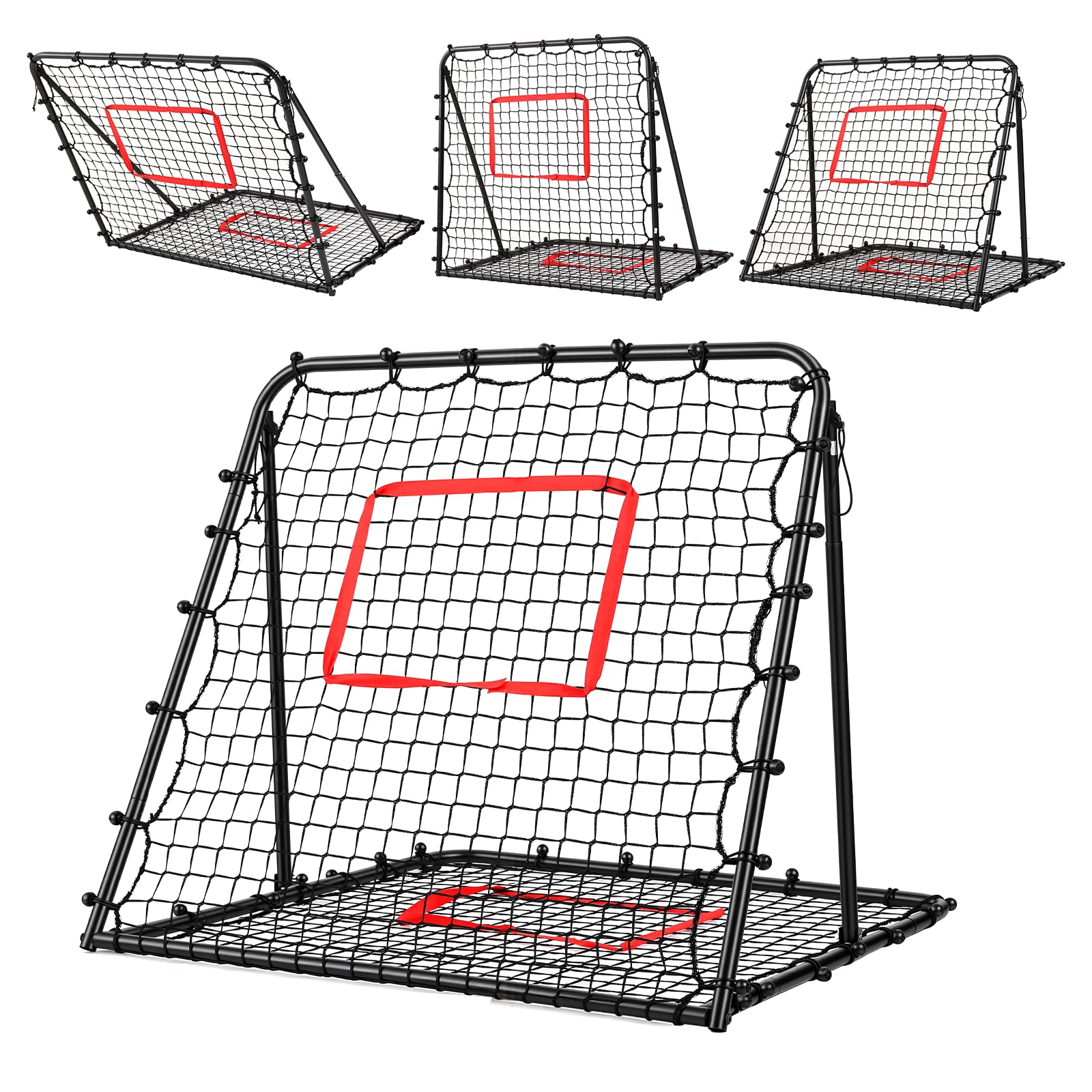 Adjustable Football Rebounder Net 120x120 cm – Double-Sided Soccer Training Goal, Kickback Target for Shooting/Passing Practice –Folding Design for Garden & Indoor Use