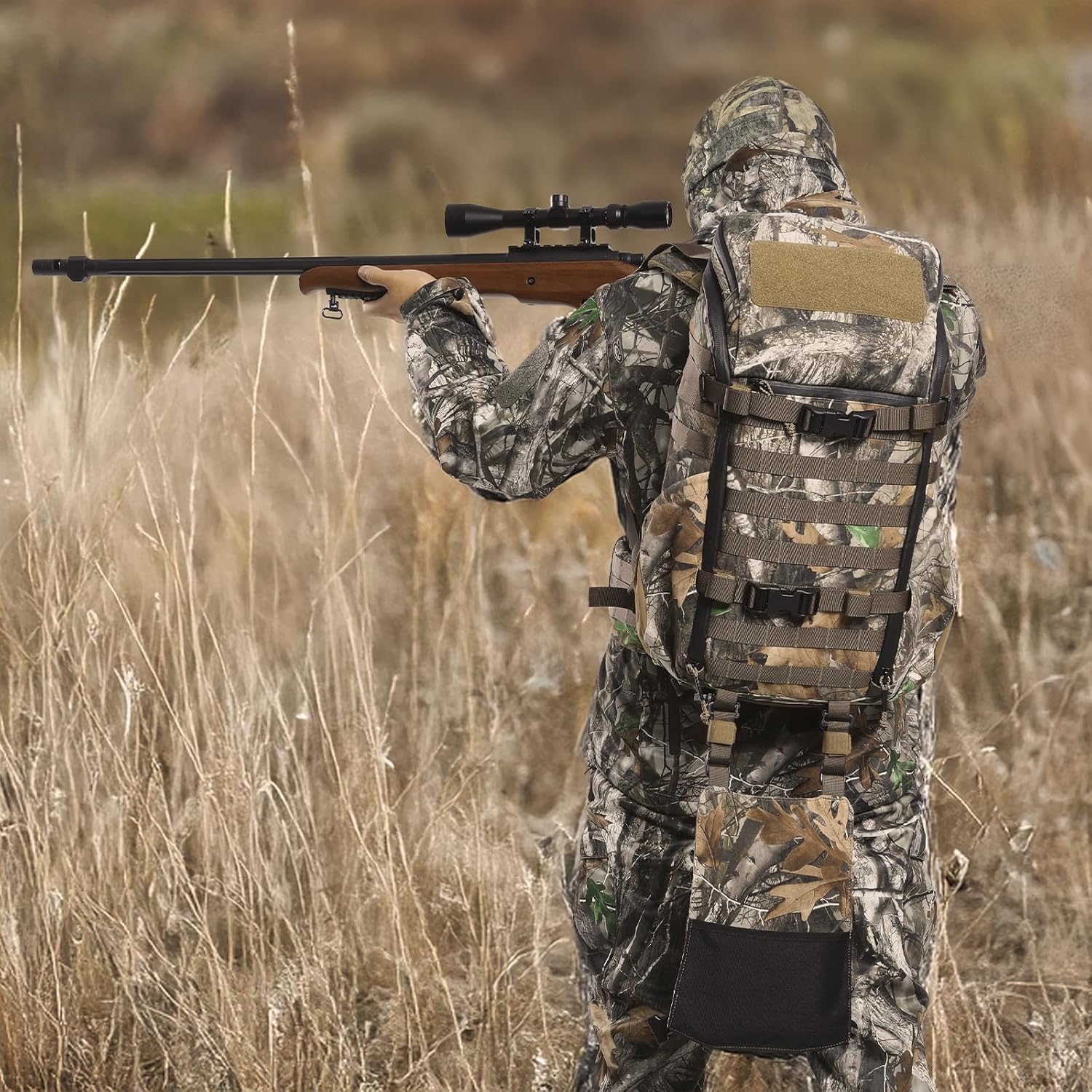 VOTAGOO 30L Jagdrucksack mit Tragesystem für Gewehr und Bogen - Verstellbarer Aluminium-Frame für die Jagd (G2)