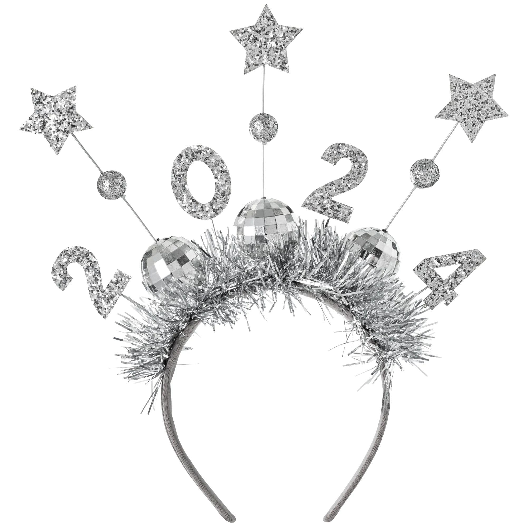 Silver Disco Ball Tinsel Headband Holiday Time - Brandclub - Christmas Headband with Disco  main image 2