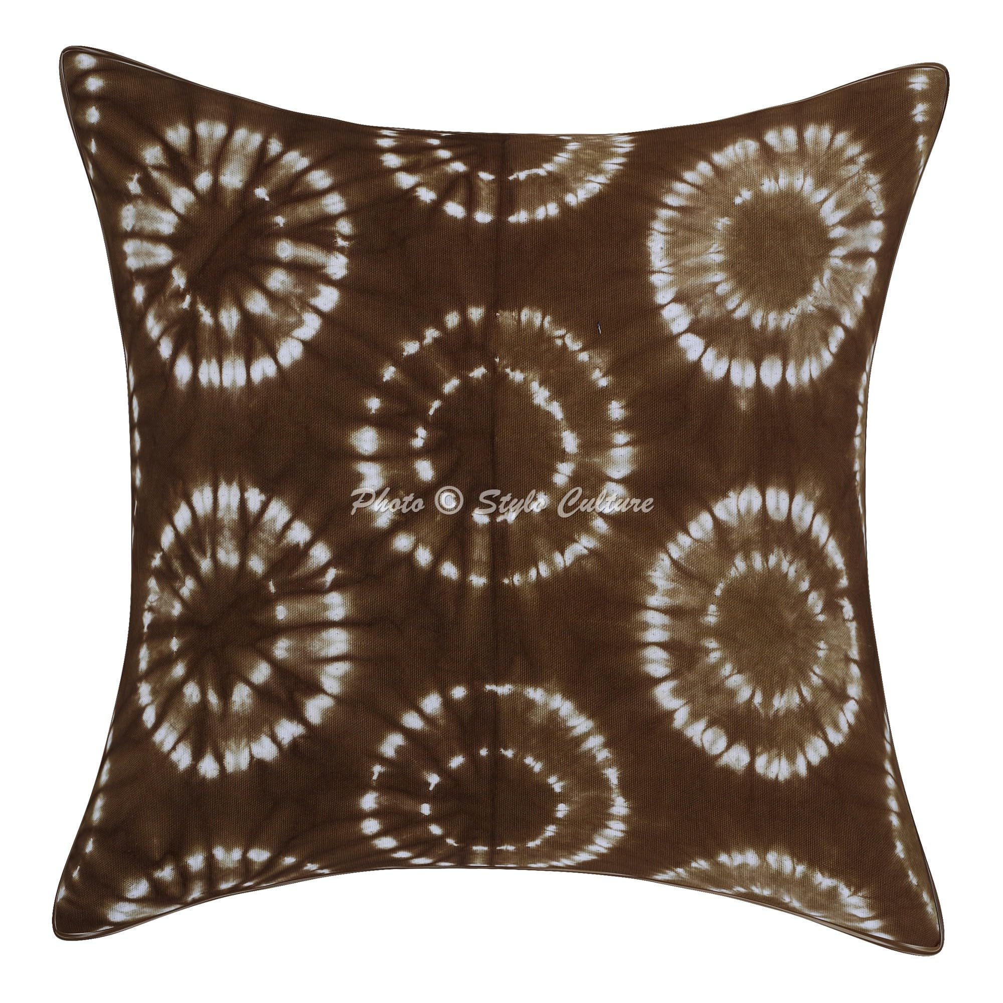 Bohemien Dekorativ Baumwolle Couch Kissenbezüge 50x50 cm Braun Dekokissen Shibori Tie Dye Schlafzimmer Sofa Kissen Bezüge Batik Quadrat Couchkissenbezüge Kissenhullen - 5 STK.
