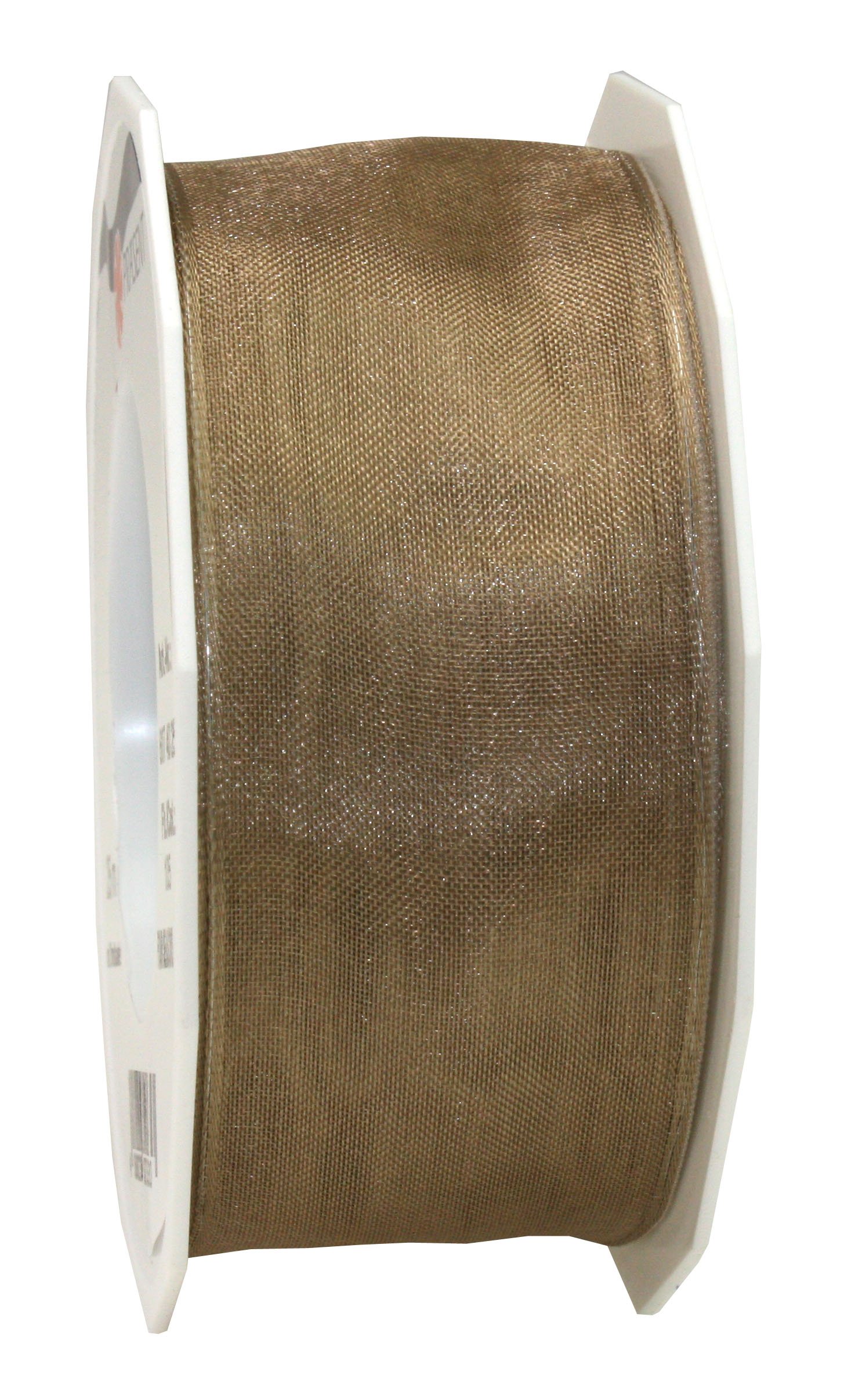 PRÄSENT Four Seasons transparentes Band mit Drahtkante Taupe, 25 m einfarbiges Stoffband, 40 mm Breite, leicht biegsames Schleifenband zum Dekorieren & Basteln, für besondere Anlässe