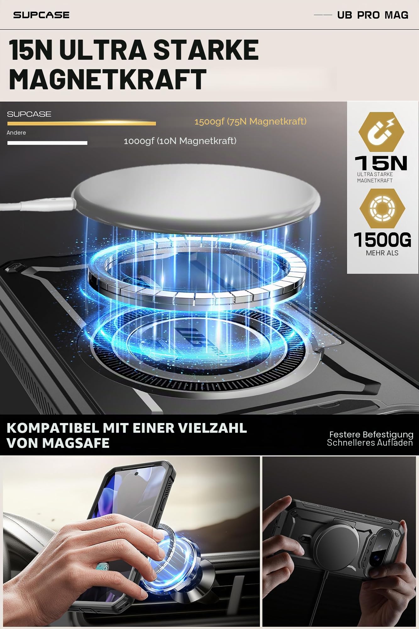 SUPCASE Schutzhülle für Google Pixel 9/9 Pro mit Ständer (UBPro Mag), [Unterstützt MagSafe] [Integrierter Displayschutz & Gürtelclip] [Schutz in Militärqualität] Magnetische Handyhülle für Pixel 9/9