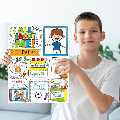 Miniatura 6 de CANIFORTUNE 24 pósteres con texto en inglés Read All About Me para estudiantes de escuela primaria, póster de estrella para niños, profesores,