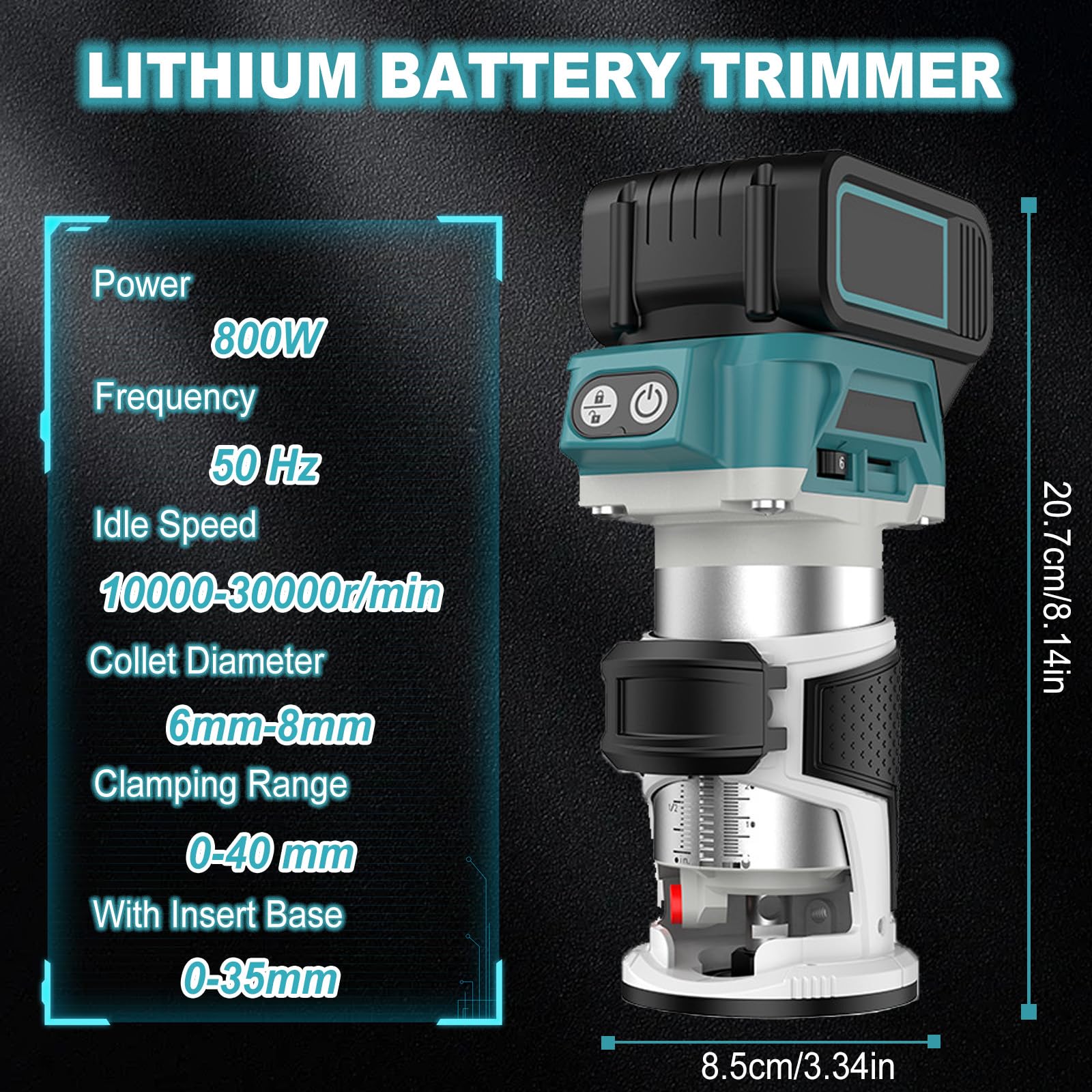 akku Makita 18V Oberfräse und bürstenloser Holztrimmer, 800W, mit 16 Stück 1/4" Hartmetall Fräser Set (ohne Akku & Ladegerät)
