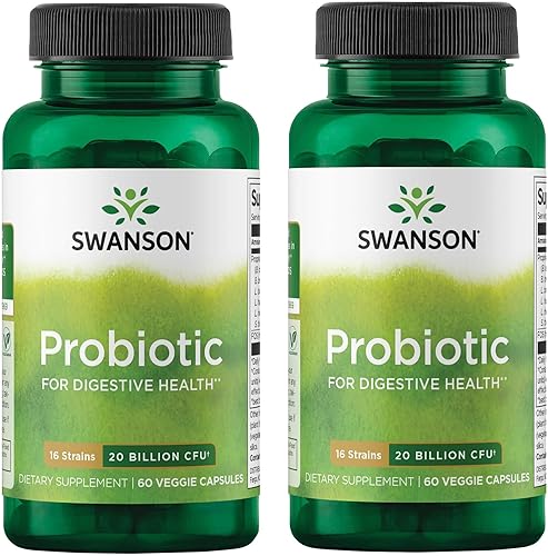Swanson Probiótico para la salud digestiva del tracto gastrointestinal Apoyo inmunológico Los viajeros apoyan 20 mil millones de UFC con prebiótico