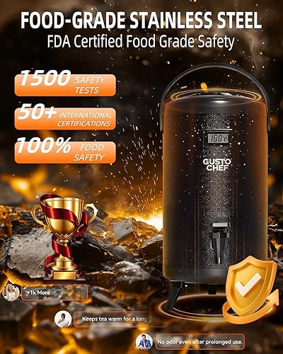 Miniatura 2 de Dispensador de bebidas aislado  Dispensador térmico de té frío y caliente  Acero inoxidable de 12 L3.2 galones con espita para té, café, leche, agua