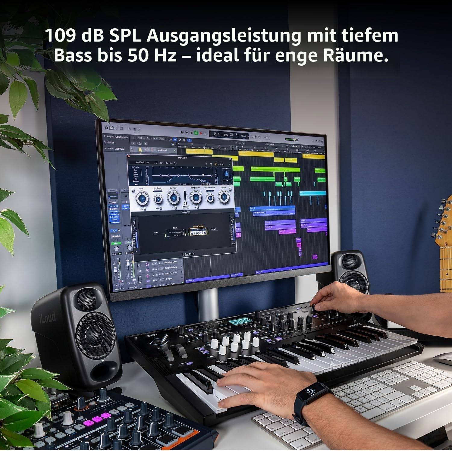 IK Multimedia iLoud MTM MKII - Pair of new generation compact hi-end studio monitors with built-in ARC room correction, speaker emulation, 100W power. Includes ARC calibration microphone. Black.