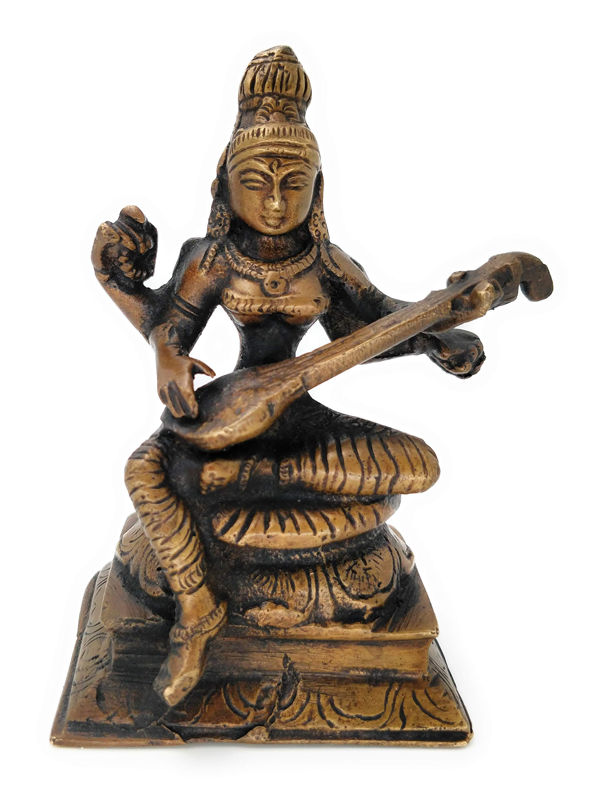 Buy Bhunes Brass Goddess Saraswati Statues Vidya Devi Idol
