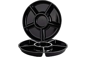 Plasticpro Black Round Platters for Parties (Set of 2)