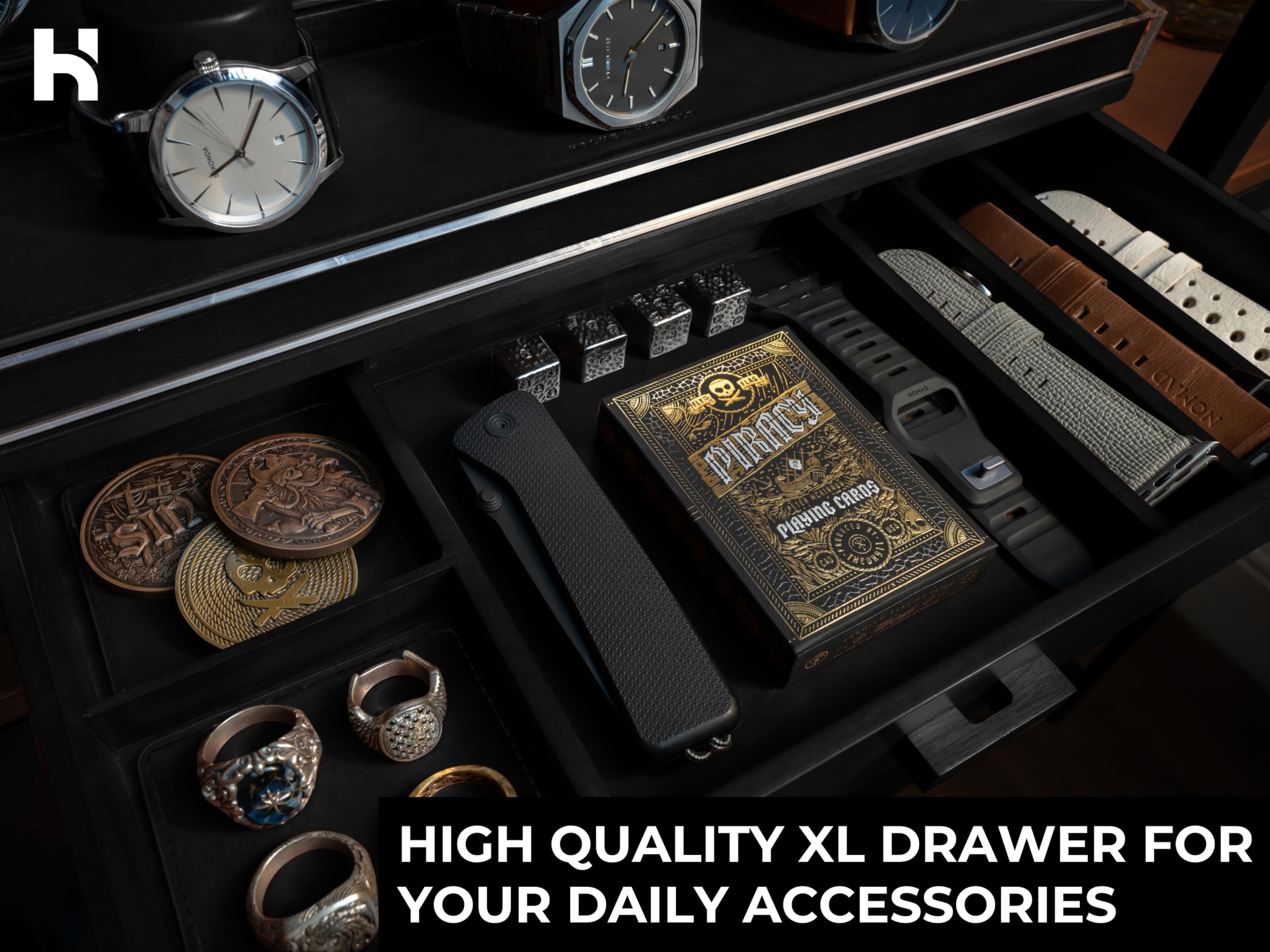 Amazon.com: Holme & Hadfield 7 Slot Watch Box for Men with Hinged