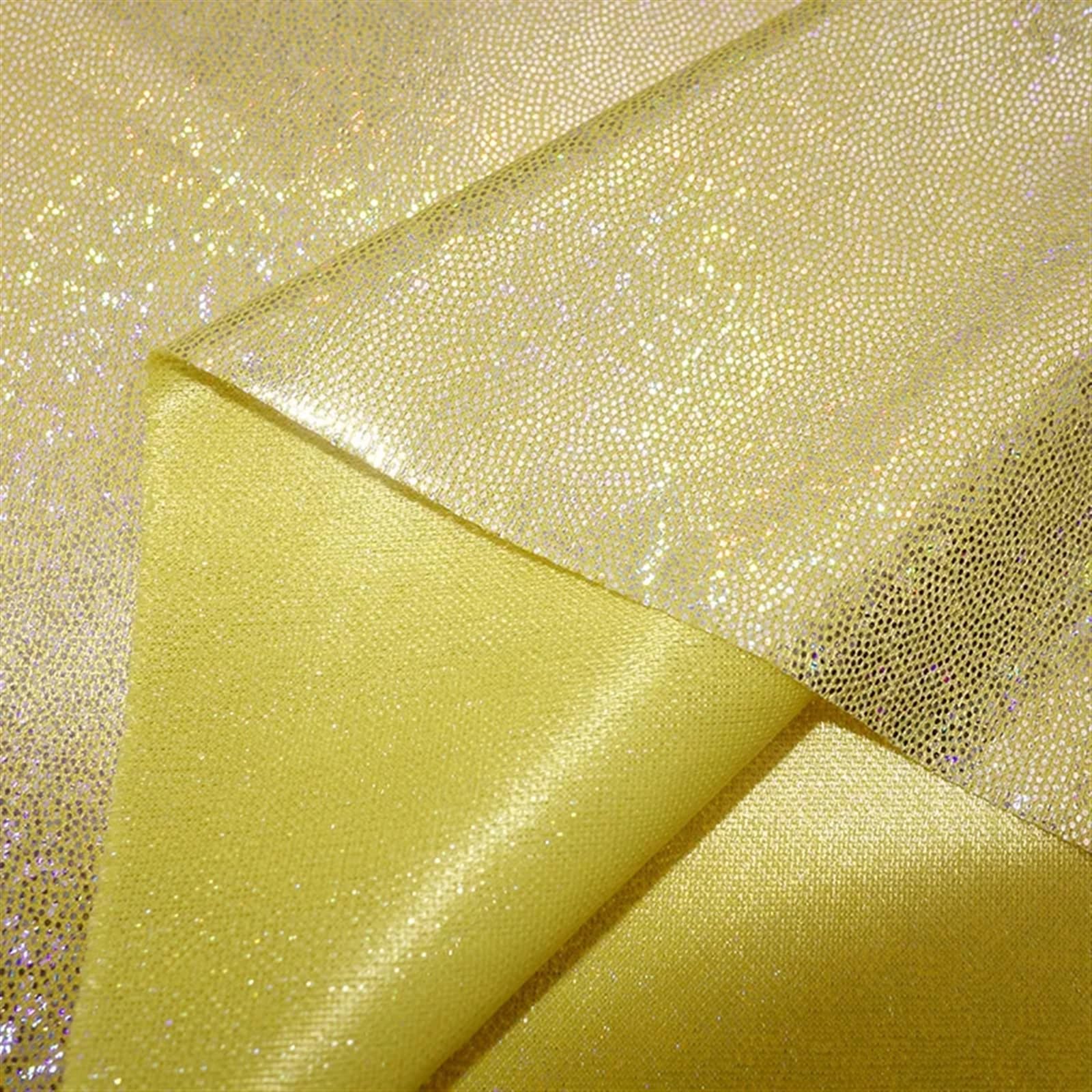 Glitter Metallic Fabric, Shiny Iridescent Holographic Polyester Fabric Various Sizes Wedding Party Doll Decor DIY(7,100CMx150CM)