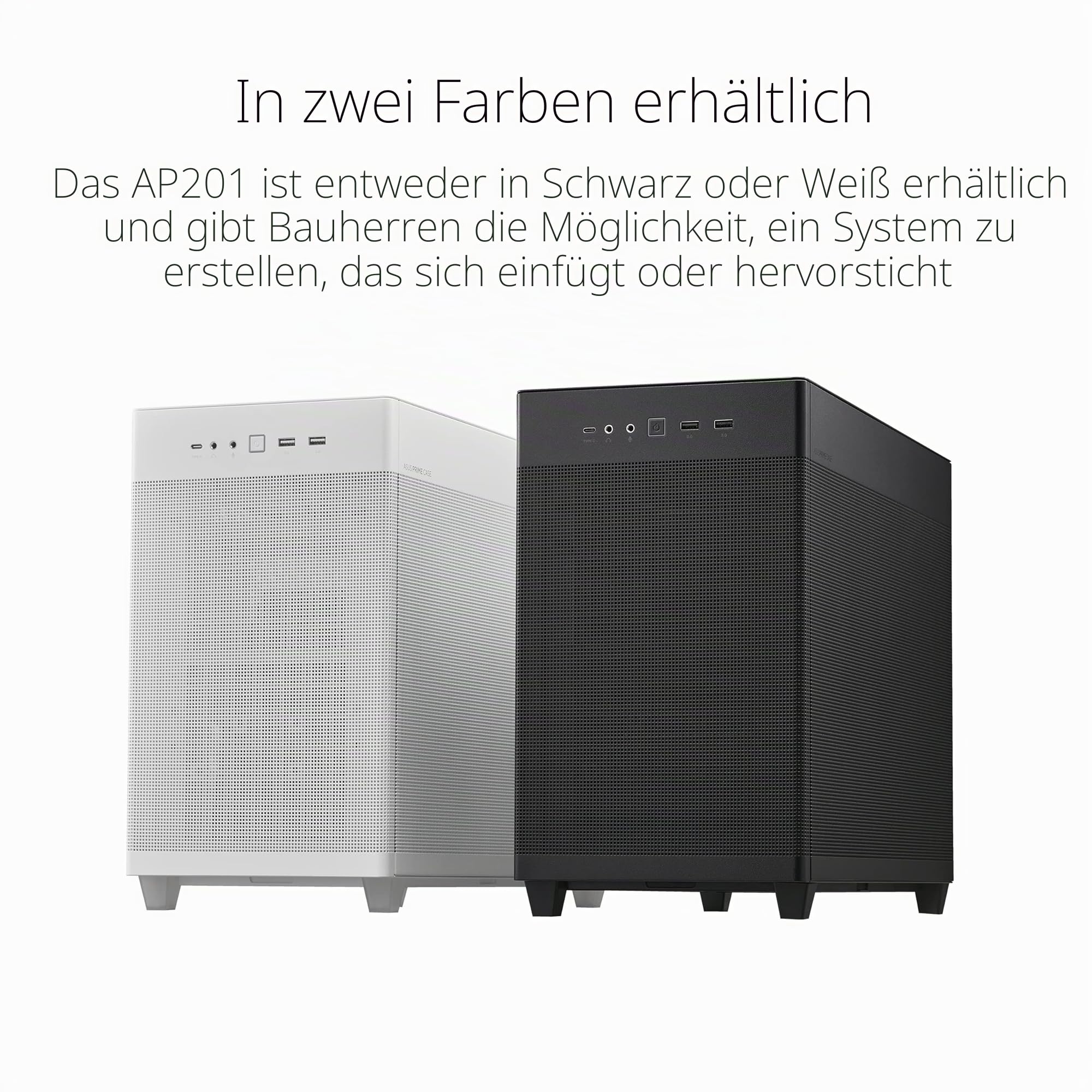 ASUS Prime AP201 MicroATX Gehäuse schwarz (33 Liter, unterstützt 280- & 360-mm-Kühler, Grafikkarten bis 338 mm Länge und Standard-ATX-Netzteile)