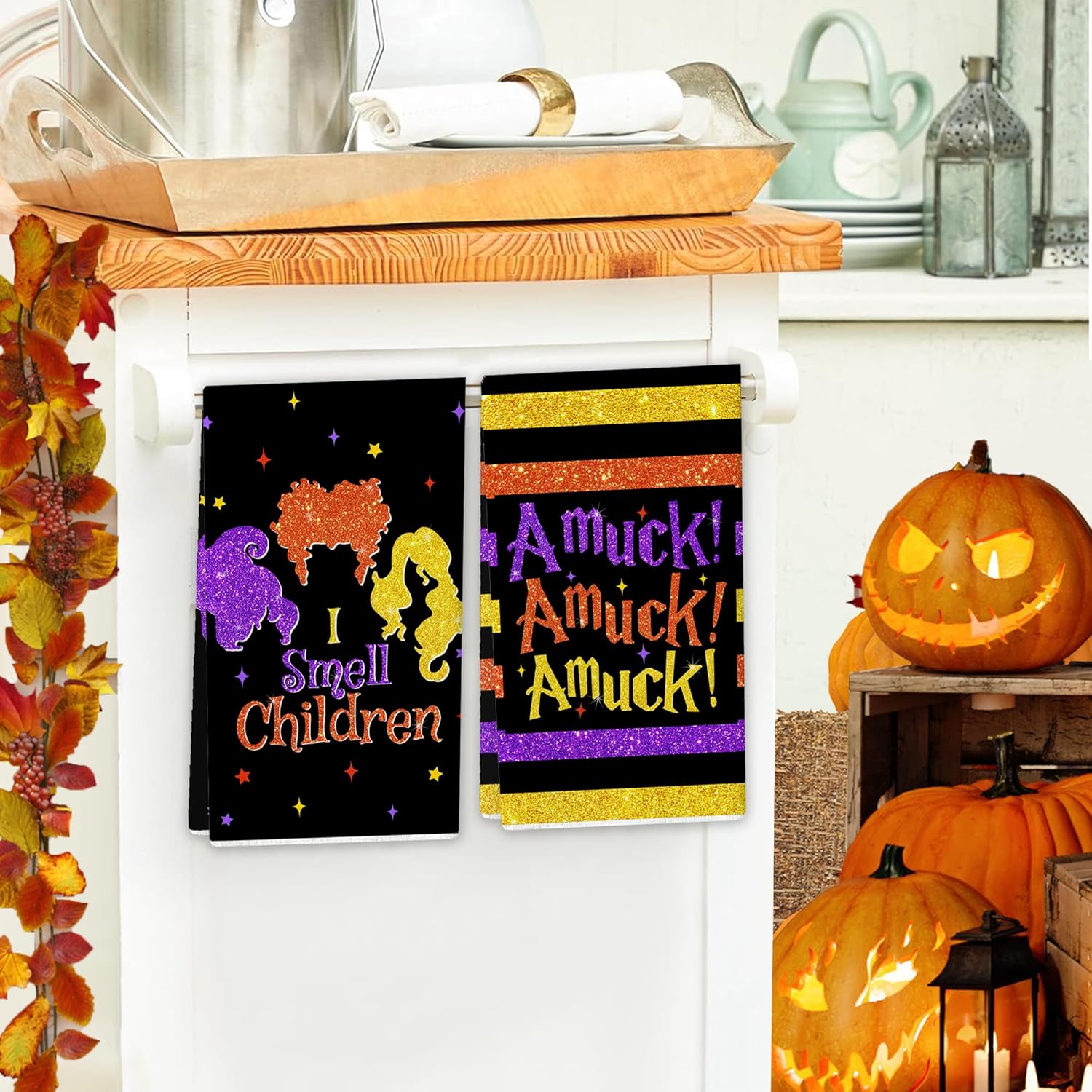 Hocus Pocus Kitchen Towels Decorative Set Witch Sisters Dish Towels Trunk or Treat Decor Halloween Decorations for Home Party - Image 5