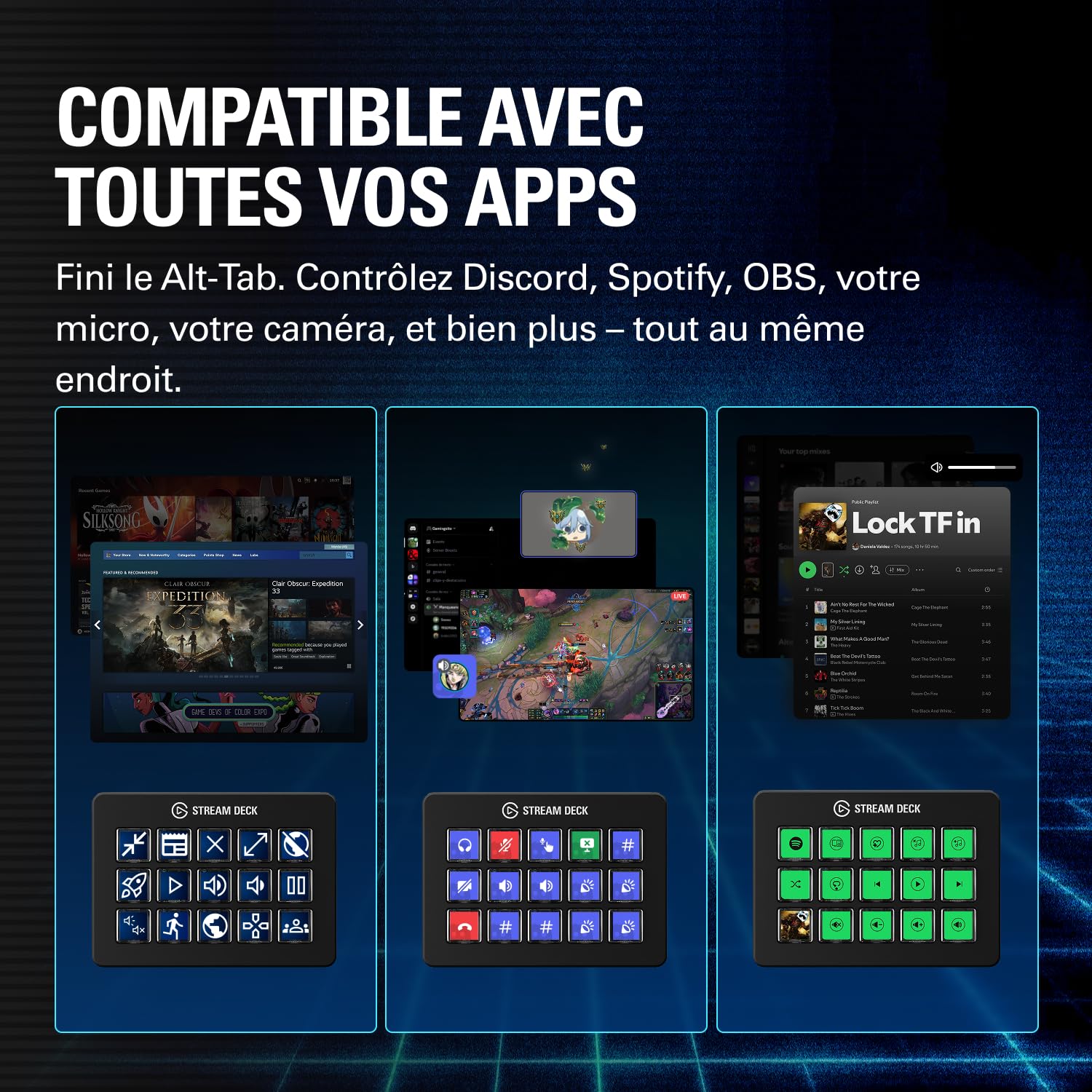 Elgato Stream Deck Scissor Keys – Contrôleur de Flux avec Touches Macro Personnalisables pour OBS, Twitch, Discord, Teams, Photoshop et Plus: Windows 10, macOS 13 ou Plus