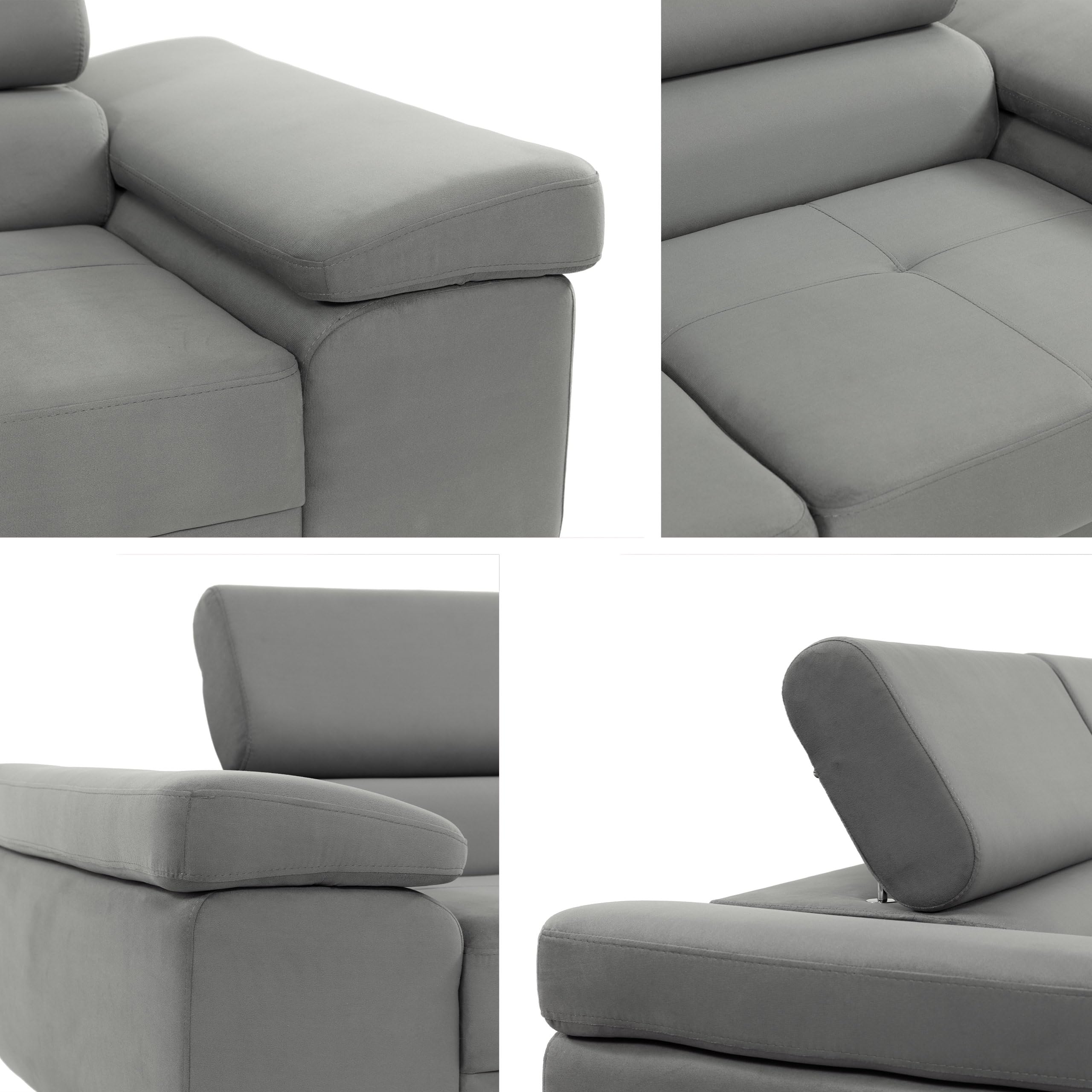 Mirjan24 Sofa Torezio III mit Verstellbarer Kopfstütze (Lux 05)
