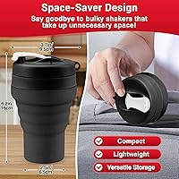 Vista 2 de Collapsible Protein Shaker & Water Bottle Food-Grade, Leakproof Lid 600mL/20oz Shaker Cup - Reusable Silicone Shaker Cups for Protein Shakes with
