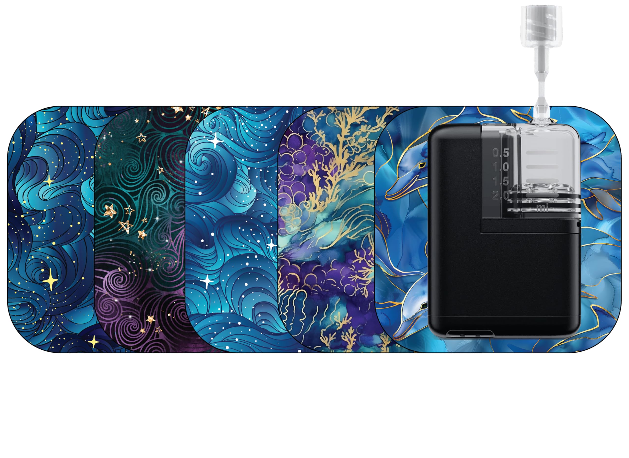 Glucomart Grip Sleeve for Mobi (5 Count) – Pair with Glucomart Mobi Stickers, Waterproof & Hypoallergenic (Pacific Wave Variety Pack) (Mobi Sleeve)