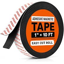 Magnetic Strips with Adhesive Backing 10 feet x 1 inch - Flexible Magnet Roll for Crafts - Sticky Magnetic Tape for Classroom - Peel and Stick Magnetic Tape Strips for Organizing Projects, Whiteboards