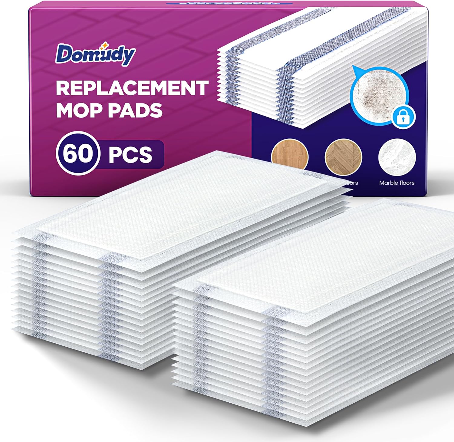 4-Layer Super Absorbent Pad Refills for Swiffer Wet Jet Mop, Heavy Duty & No-Shedding Mopping Pads Refill, Disposable Streak-Free Cleaning for All Sealed Floors, 60 Pack 60 Count