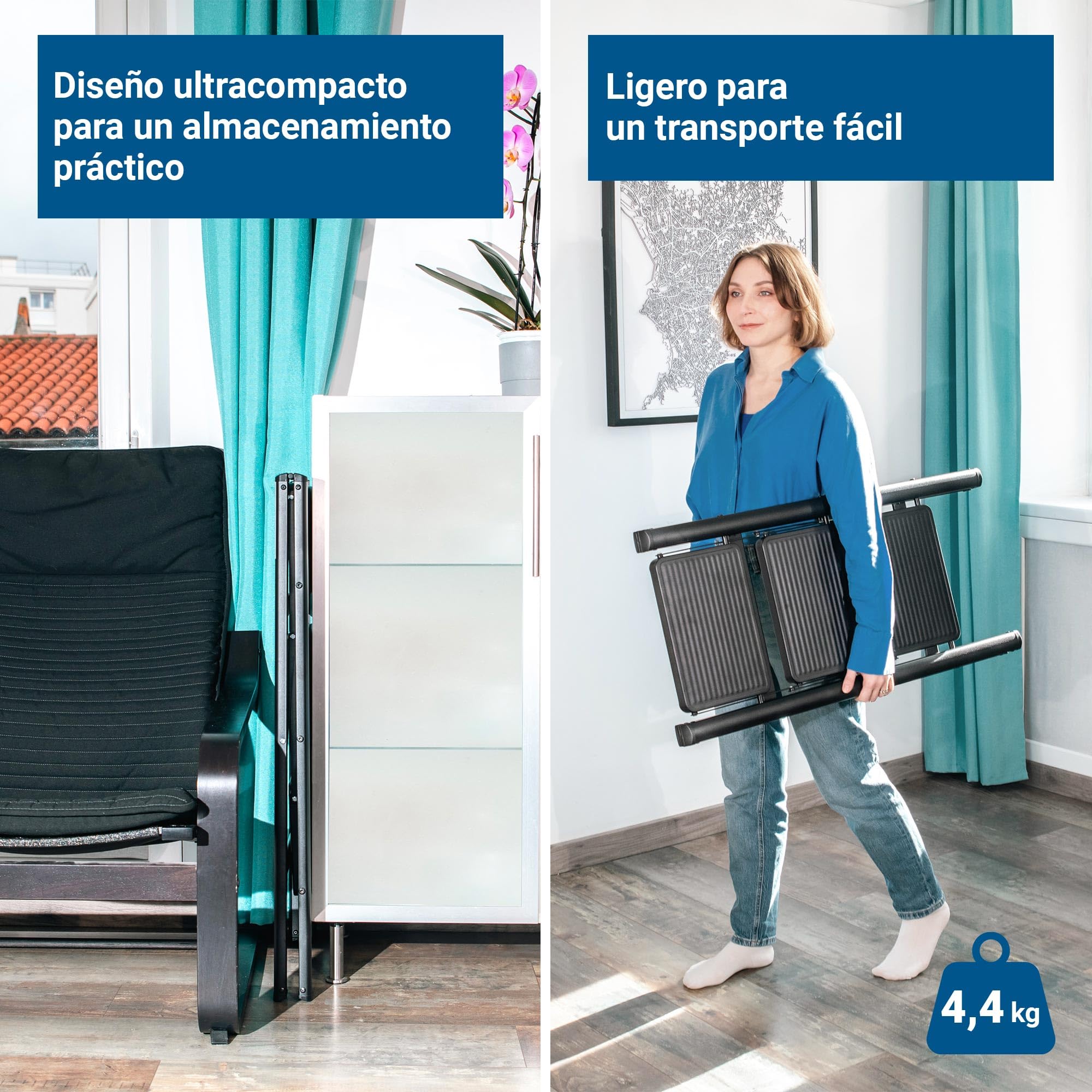 HOSTRÖM Escalera 3 peldaños FOLDPACT3, Taburete Plegable, Diseño ultracompacto, Peldaños Anchos 17,5 cm, Acero, Estante Temporal, Garantía 5 años.