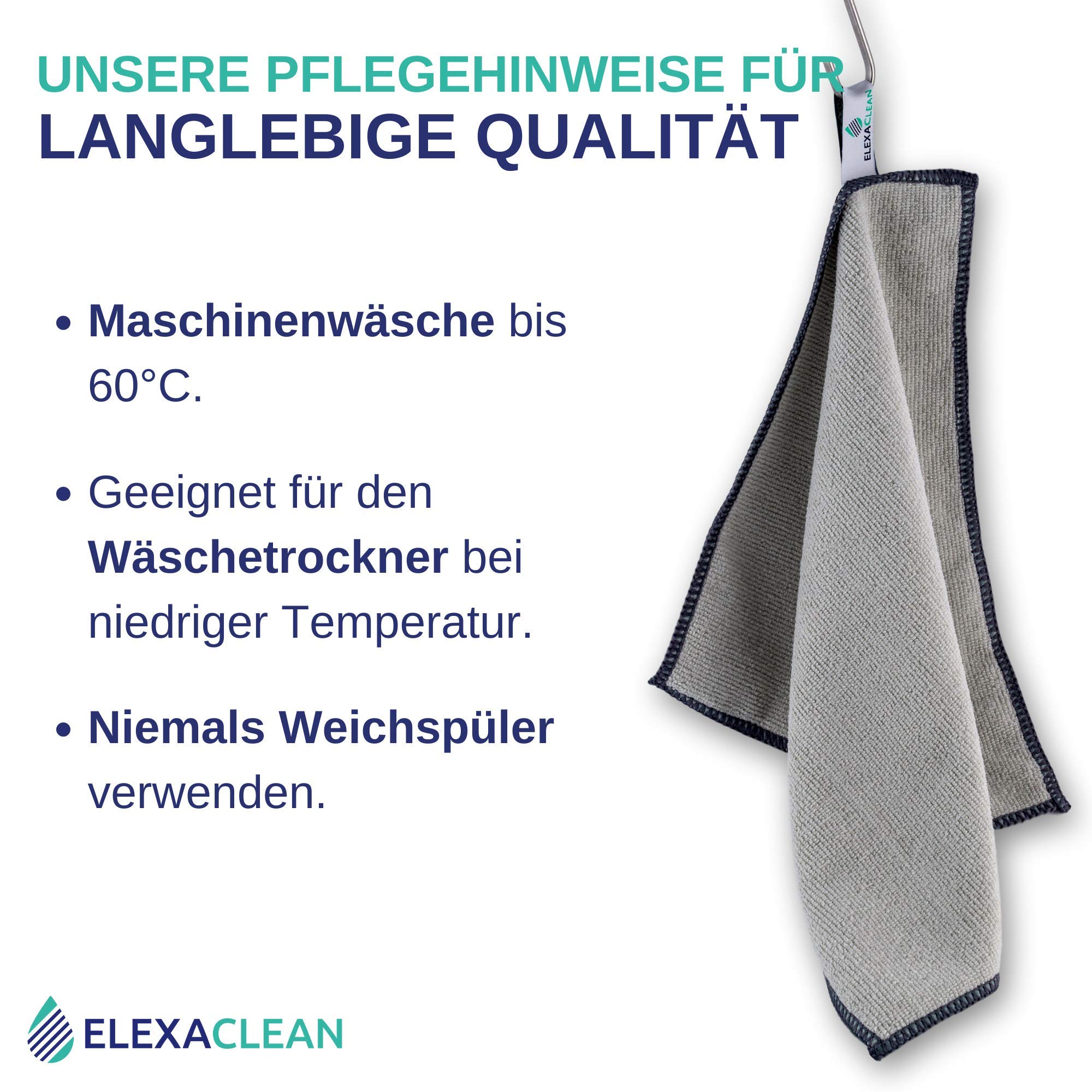 ELEXACLEAN Mega Shine, Panni in Microfibra di lucidatura (2 unità, 40x40 cm) Senza Silicone, Molto Morbido - qualità