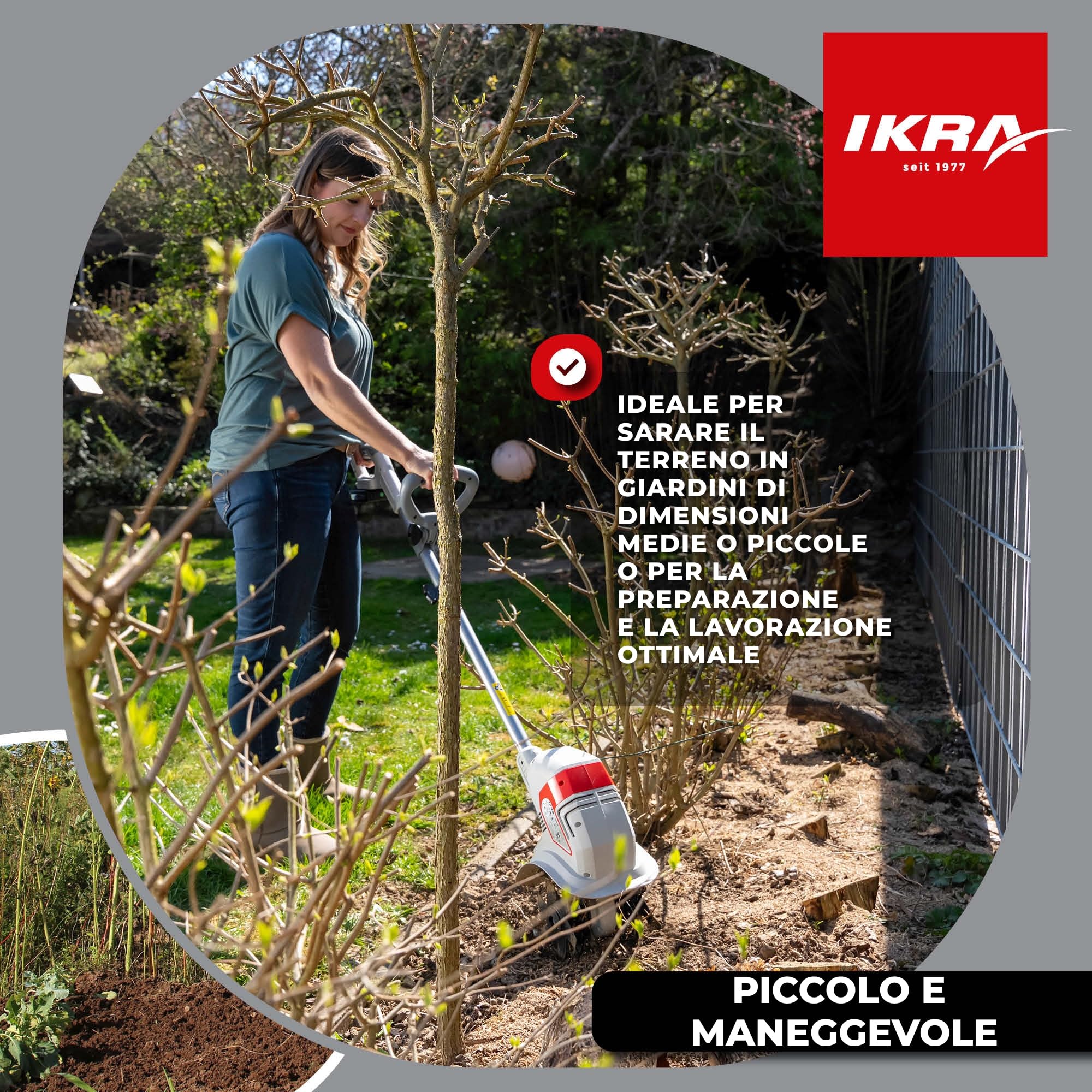 IKRA motozappa IAMH 20, larghezza 19cm, batteria e caricabatterie inclusi | Profondità di lavoro fino a 15,5 cm, leggero, ingombro ridotto una volta riposto, compatibile con batterie 20 V di IKRA