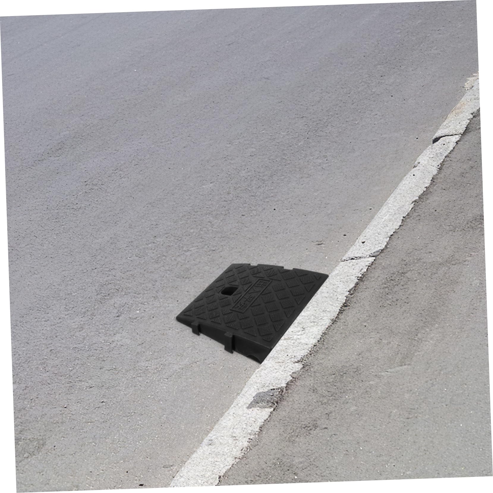 GARVALON Driveway Curb Ramps 2pcs Heavy Duty Threshold Ramps Anti-Slip Texture Grid Design Black