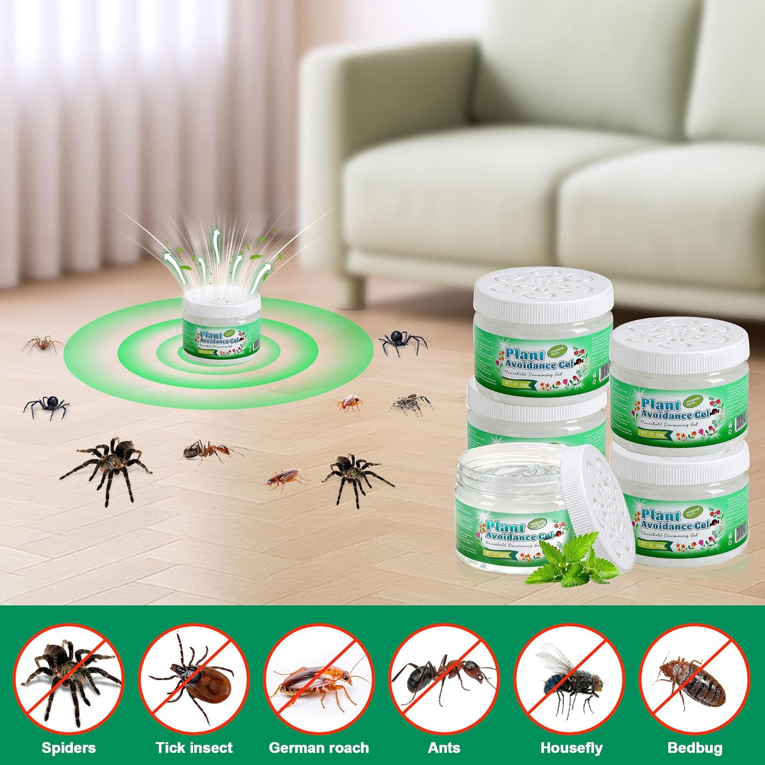 Peppermint Oil Pest Repellent, 6 Pack Natural Spider Repellent with Plant-Based Ingredients, Outdoor Indoor Pest Control for Roaches, Ants, Bugs, Spider for House Garage, Human Pet Dog Plant Safe - Image 4