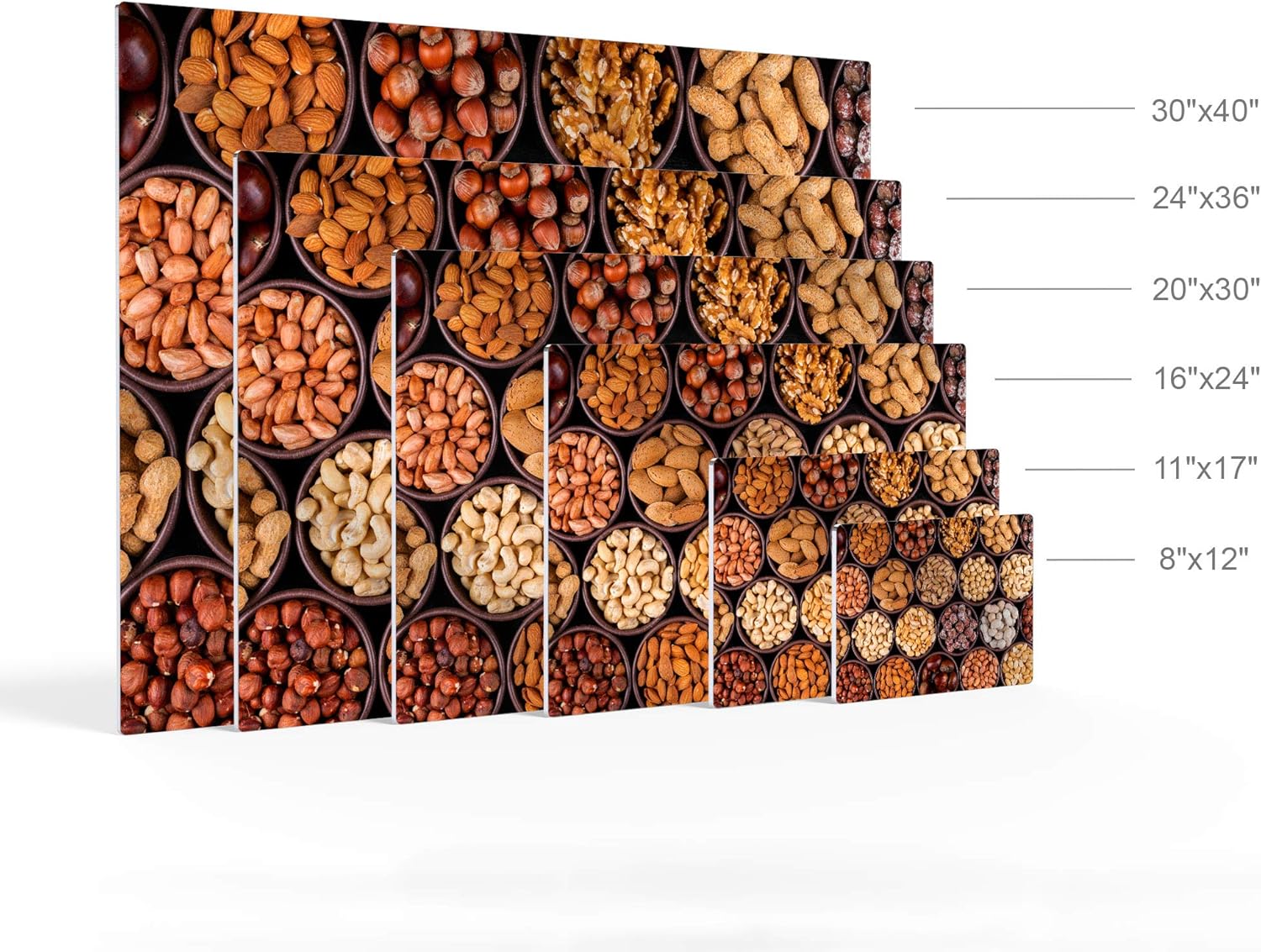 Smile Art Design Dried Nuts and Fruits in Bowls Kitchen Metal Wall Art Print Restaurant Cafe Dining Room Farmhouse Decor Modern Housewarming Gift Made in USA 8x12