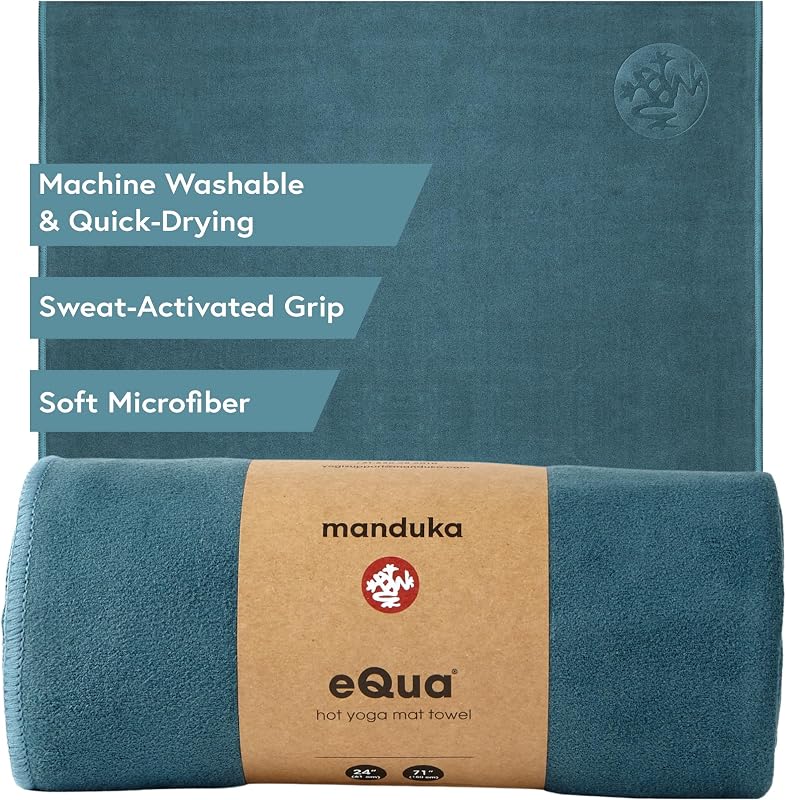 eQua Hot Yoga Mat Towel - 71" | Rapid Moisture Activated Grip | Ultra Soft Microfiber | Quick Dry | Lightweight, Travel Friendly Mat Layer | 71 x 24 inches | Sage Solid