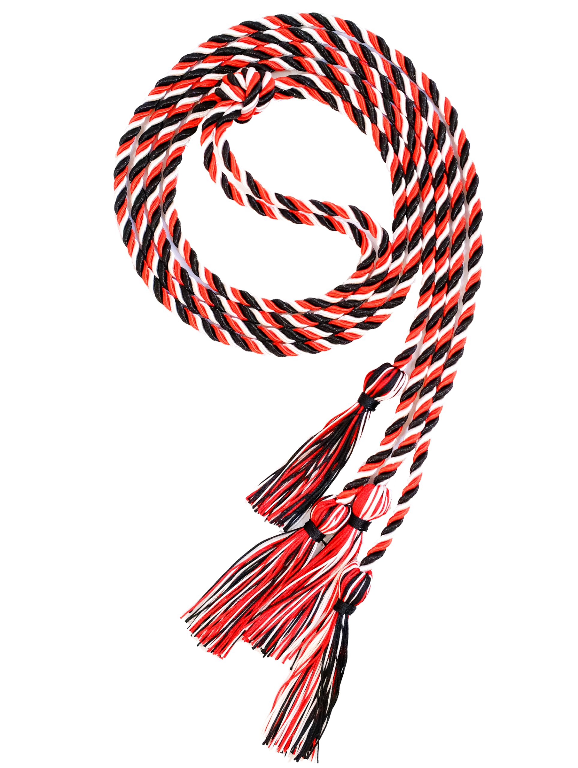 Double Graduation Honor Cords - Black White Red,68" Long