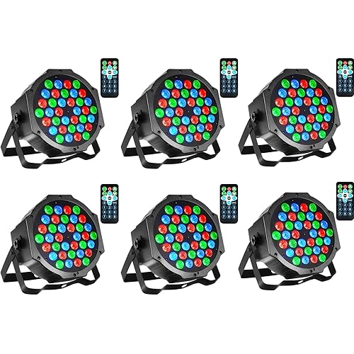 Litake 36 LED Stage Lights,DJ Par Lights Sound Activated,DMX & Remote Controlled LED Uplights for Events Wedding Dance Floor Party DJ Live Show-6 Packs