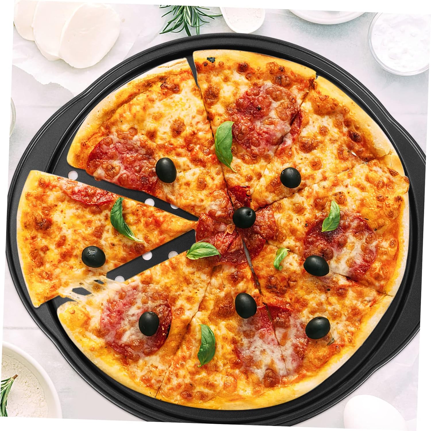 Zerodeko 4pcs Nonstick Carbon Steel Pizza Pans Vented Baking Trays Style for Oven Easy Clean Quality Bakeware