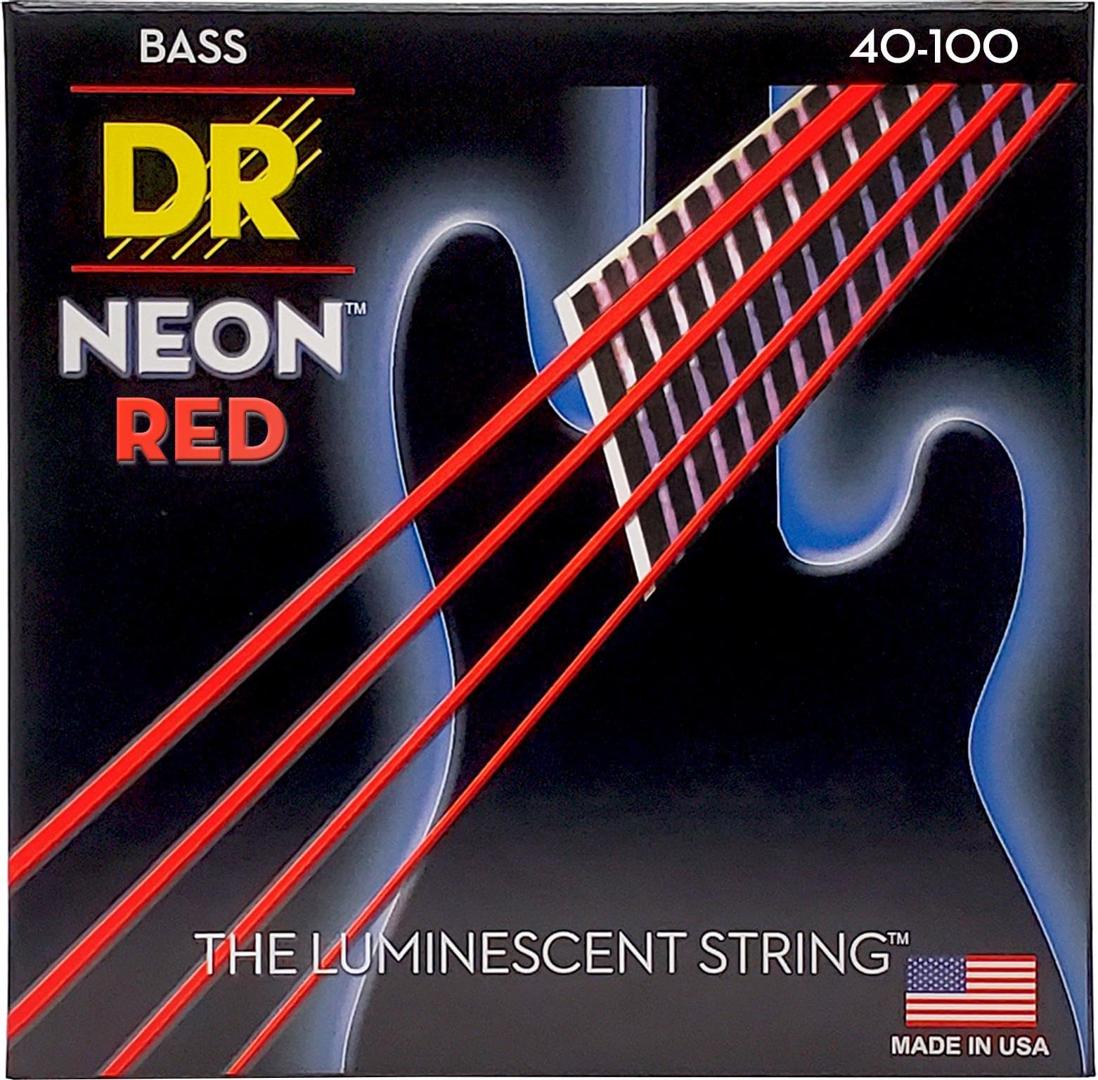 DR Strings Hi-Def Neon Red Bass Lite