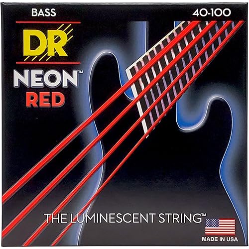 DR Strings Hi-Def Neon Red Bass Lite