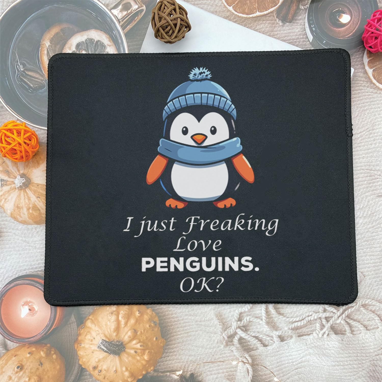 Funny Cute Penguin Mousepad - Office Gaming Accessories Working Mousepads 9.5 inch - Gift Idea for Penguin Lovers, Women, Men - Animal Lovers Gifts for Best Friends - Image 3