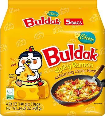 Buldak Noodles Cheese Spicy Chicken Flavor Ramen 10 Pack - Ramen Instant Noodles Excellent for Snack and Soups