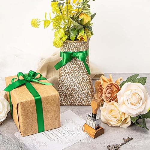 Miniatura 55 de Ribbli - Cinta de satén roja de doble cara, 1 pulgada x 25 yardas, uso para ramo de lazos, envoltura de regalo de Navidad, arreglo floral Rojo