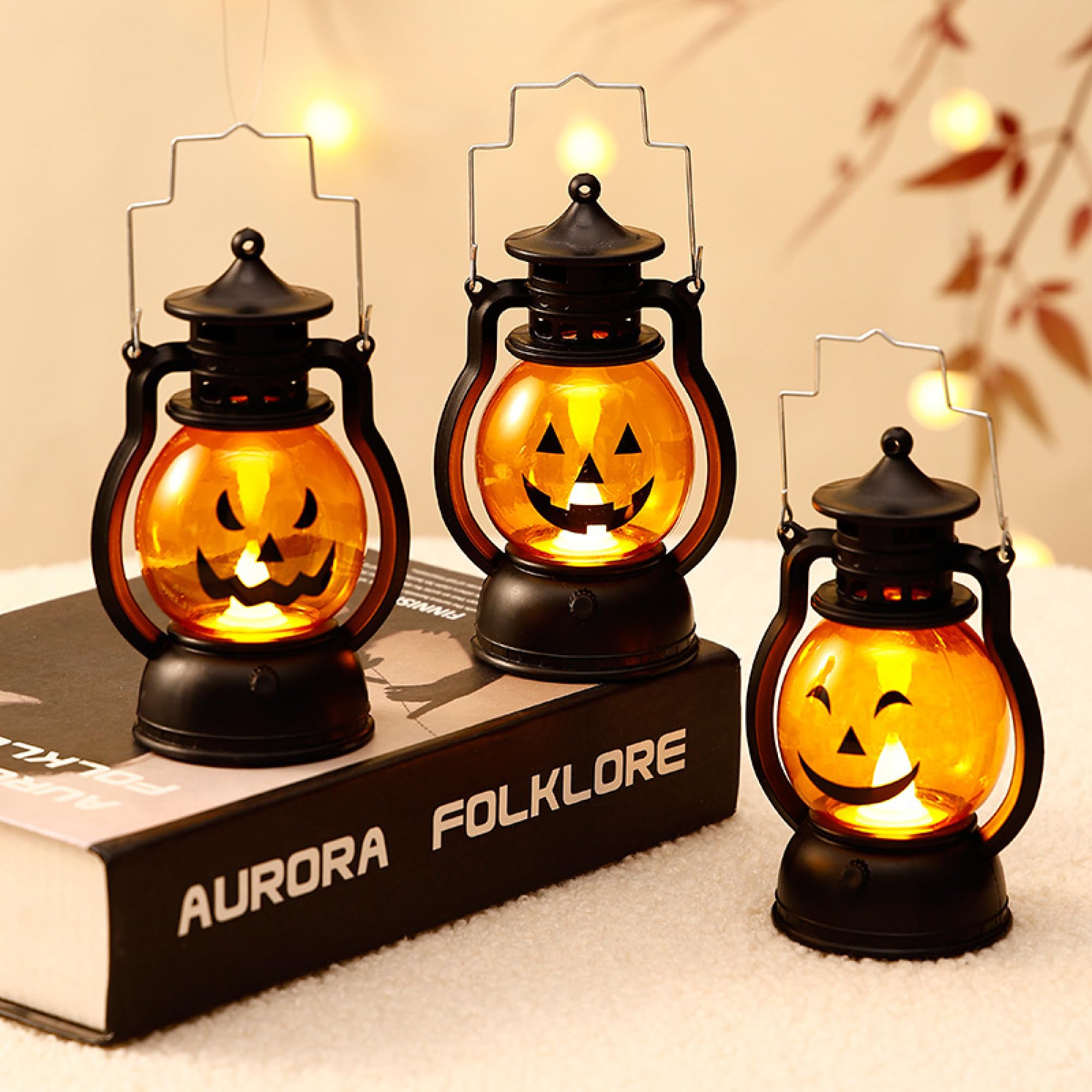 Mini vintage latarnia LED z dynią, Halloween Jack O latarnia do dekoracji