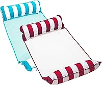 Aqua Monterey 4-in-1 Hammock Pool Float 2-Pack: Inflatable Water Hammock for Adults, Thick Non-Stick PVC, Versatile Lounge Chair & Exercise Saddle