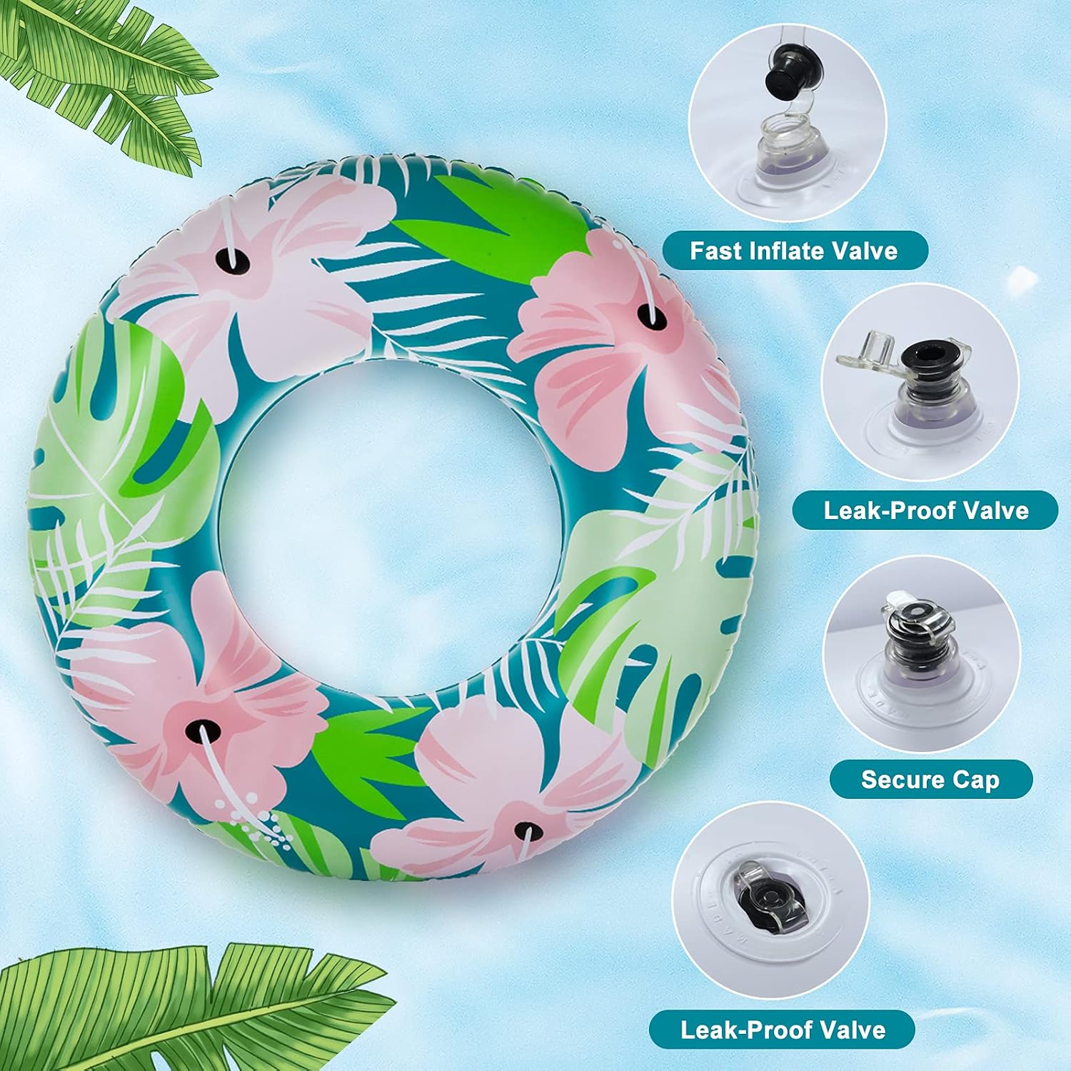 BUYMAX Inflatable Pool Floats, 35.4 inch Swimming Ring, Medium-Sized Swim Tube for Kids and Adults, Pool Inner Tubes for Pool & Beach, Floating Ring for Party and Gift