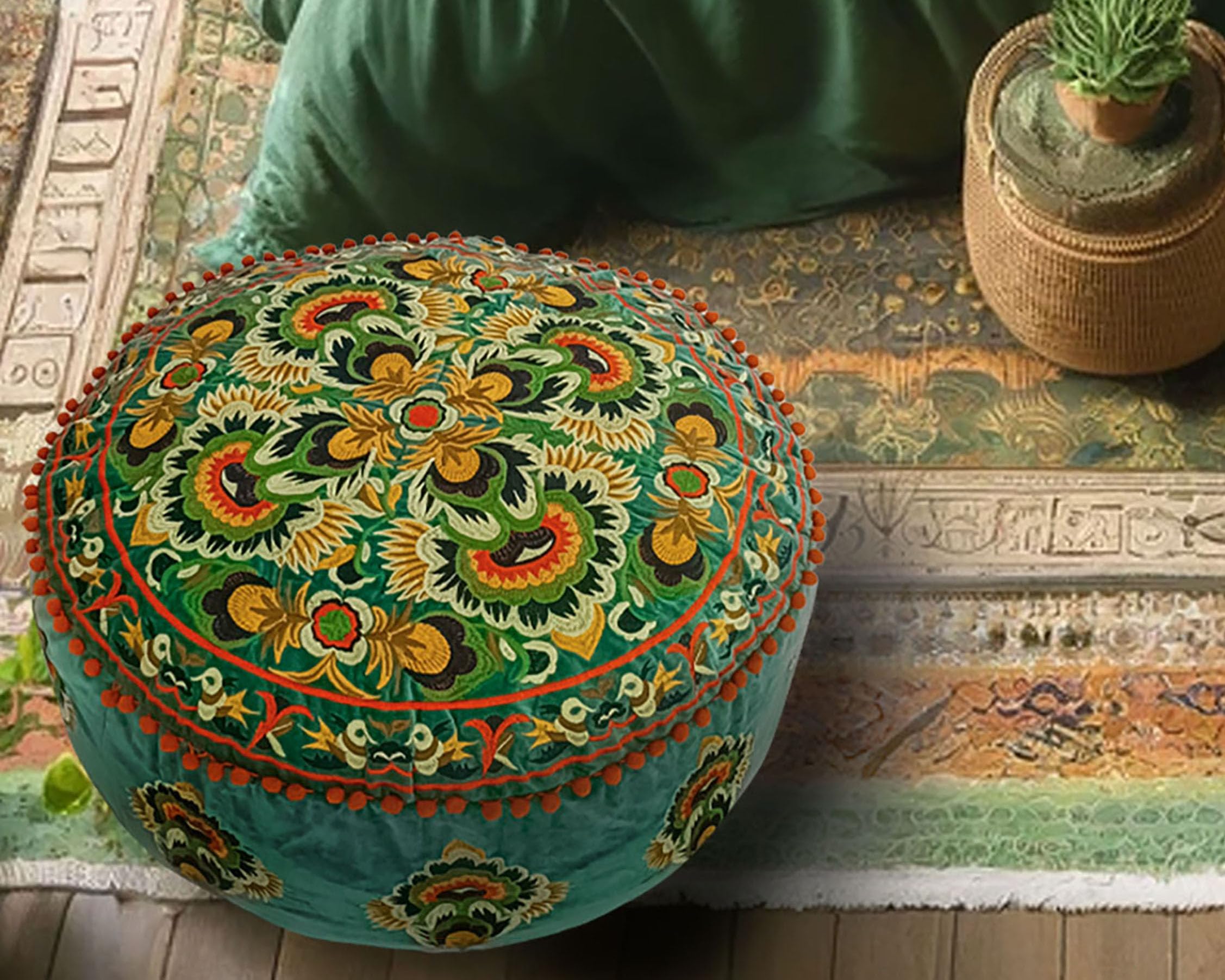 Mandala Life ART Fodera per cuscino da pavimento rotondo bohémien - 60 cm - 100% cotone - Custodia pouf per pouf per soggiorno, camera da letto, patio e altro